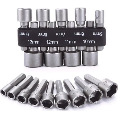 High Quality 9Pcs/Set Nutdriver Nut Driver Bit Set SAE & Metric Nut Driver Socket Bits Hex Shank Quick-Change Screwdrivers#93365