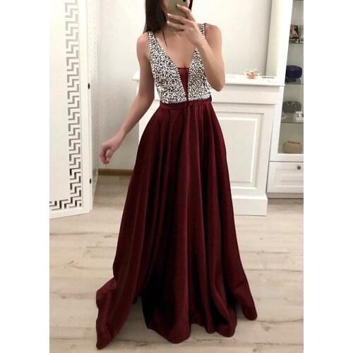 Women Summer Dress 2020 V-neck Corset Backless Zipper Sequins Expansion Evening Elegant Ladies Floor Length Party Dresses female