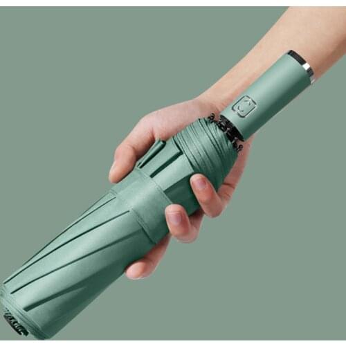 NEW 10K Solid Color Automatic Umbrella Parasol Sunny&Rainy Business Umbrella For Women Windproof Folding Umbrellas