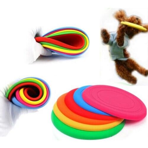 1PC Soft Non-toxic Silicone Dog Throwing Flying Saucer Pet Play Fetch Training Tool