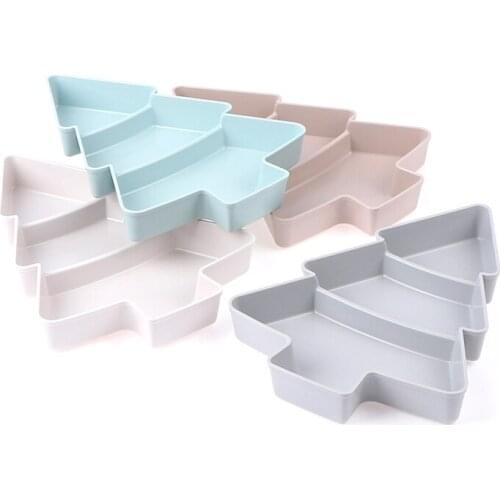 1PCS Small Tree Compartment Dried Fruit Plate Creative Christmas Tree Plastic Plates Dishes Bowl Tray Home Kitchen Supplies