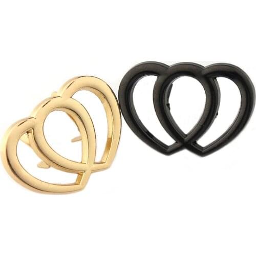 2pcs Metal Double Heart Buckle Fashion Clip Buckle for Leather Craft Bag Strap Belt Handle Shoulder Garments Shoes Accessories
