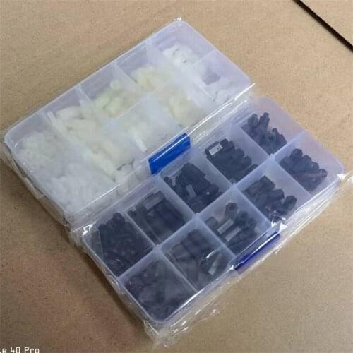 300pcs M3NH1 M3 Nylon Screw White/Black Hex Nylon Standoff Spacer Column Flat Head Nylon Plastic Spacing Screws Nuts