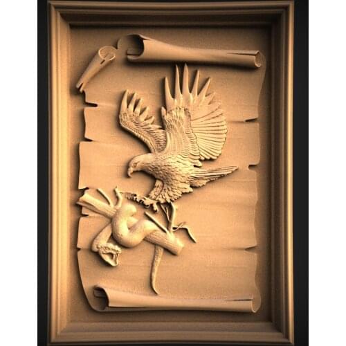 Eagle catches snake 3d model STL relief for CNC Router 3D Printer Artcam Aspire Bas Relief _Decor relief “CNC File"