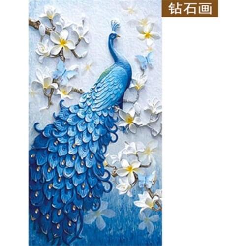 5D DIY Diamond Painting blue peacock Rhinestones Pictures Diamond Embroidery Sale Landscape Diamond desert
