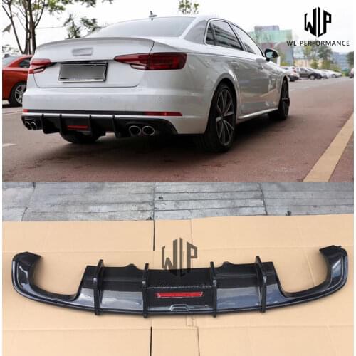 A4 B8.5 S4 High Quality Carbon Fiber Rear Bumper Diffuser Lip With LED Lights For Audi A4 B8.5 S4 Car Boby Kit 17-UP