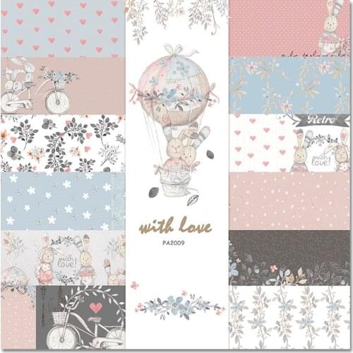6'' 12pc Bunny With Love Patterned Craft Paper Scrapbooking Paper Pack Handmade Album Scrapbook Background Pad Paper Card Making