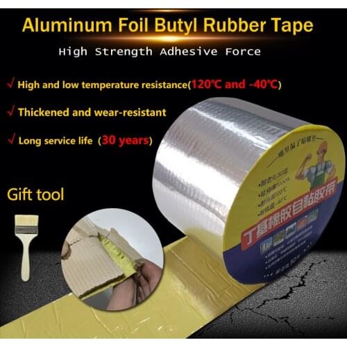 Aluminum Foil Butyl Rubber Tape Wear-Resisting High Temperature Resistance Waterproof For Roof Pipe Repair Home Renovation Tools