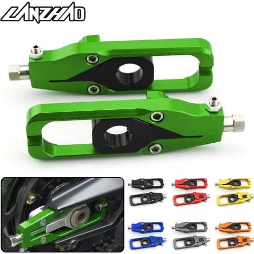 CNC Aluminum Motorcycle Chain Blocker Adjuster Pair Green Black Blue Red Titanium Orange for Kawasaki Z900 Z900RS 2017 2018