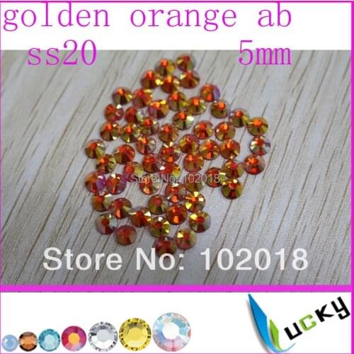 Free shipping 10 gross 1440pcs Hot sale highest quality HOT FIX DMC ss20 5mm rhinestone new color golden orange ab