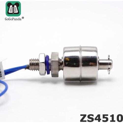 Free Shipping ZS4510 M10*45mm Tank Liquid Water Level Sensor Stainless Steel Float Switch Normal Close Type Wire Line:30cm NC