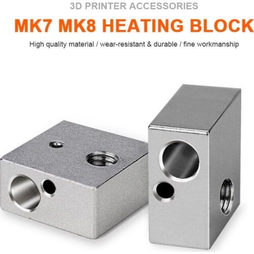 MK7 MK8 Block Aluminium Block Heater Block For Print Head Hotend For MK8 Extruder Heating Block 3D Printer Parts