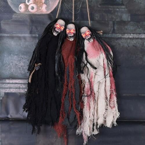 Halloween Decoration Props Ghost Festival Bar Haunted House Scene Layout Voice Control Glowing Skeleton Hanging Ghost xx96