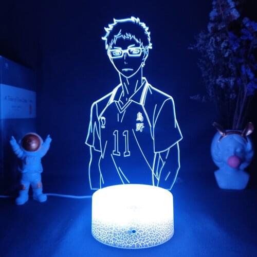 Haikyuu Figure Kei Tsukishima Led Night Light Lamp for Bedroom Decor Nightlight Kids Child Birthday Gift Haikyu 3d Visual Lamp