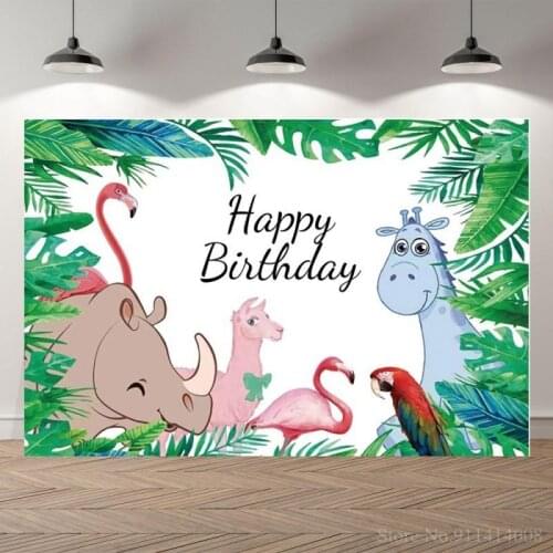 Summer Dinosaur Party Photography Backdrops Tropical Palms Trees Leaves Jungle Birthday Photo Backgrounds Photo Studio