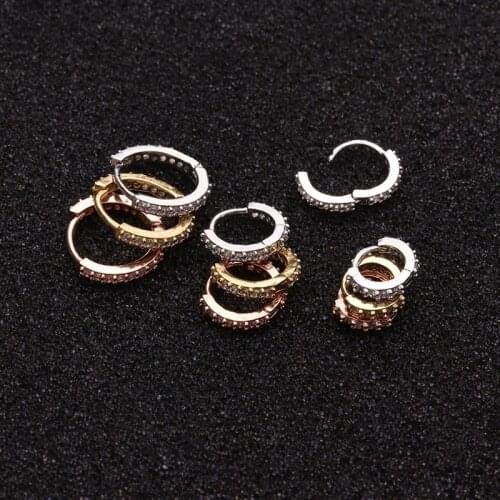 6/8/10MM Round Fixed Earrings Womens Earrings Fashion Metal Nose Ring Earrings Rhinestone Inlaid Earrings Accessories Jewelry