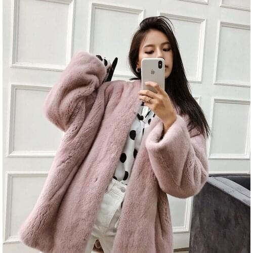 Real Winter Coat Double-faced Mink Fur Jacket Autumn Women Korean Pink Jackets Manteau Femme Hiver MY959