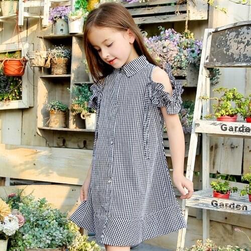 Girls summer dress plaid children princess dress Fashion dresses for girls 5 6 7 8 10 11 12 13 15 years old