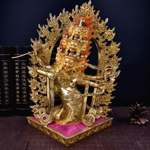 TOP GOOD buddha wholesale statue # # HOME Talisman Protection # Tibetan Buddhism Rahula Gilding brass statue 32 CM