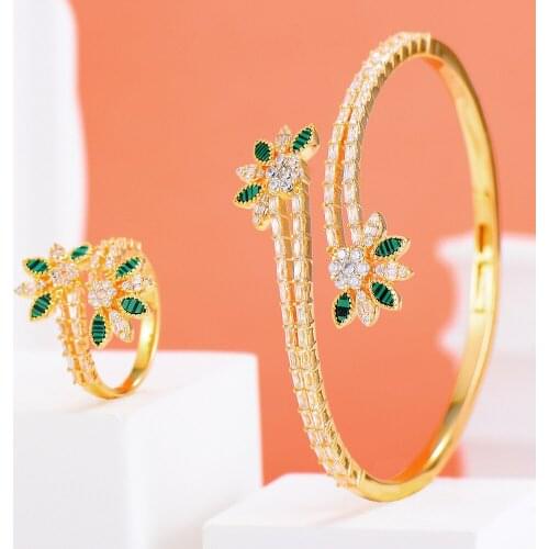 Missvikki Romantic Trendy Luxury Sparkling Bangle Ring Jewelry Set For Women Girl Gift Accessories High Quality Cubic Zirconia