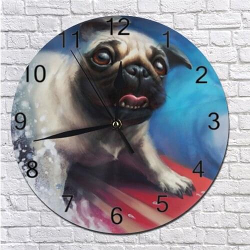 Wall Clocks Wall Decorative Dog Pattern Numeral Digital Dial Mute Silent Digital Clocks Battery Operated Clocks for Home Kitchen