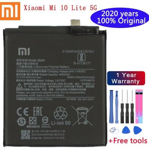 NEW Xiao Mi 100% Original BM4R Battery For Xiaomi Mi 10 Lite 5G BM4R Genuine Replacement Phone Battery 4160mAh With Free Tools