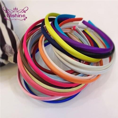 5pcs/lot Toddler Solid Color Satin Fabric Elastic Hairband Fashion Baby Girls Hair Hoop DIY Materials Accessories Kids Headwear