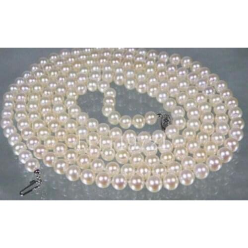 Charming AAA 8-9 mm round white pearl necklace 36" 50"