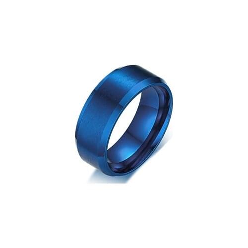 Charm Dark Blue Titanium Stainles Steel Frosted surface Ring 8MM Created Elegance Promise Ring For Women Men Fashion Gift