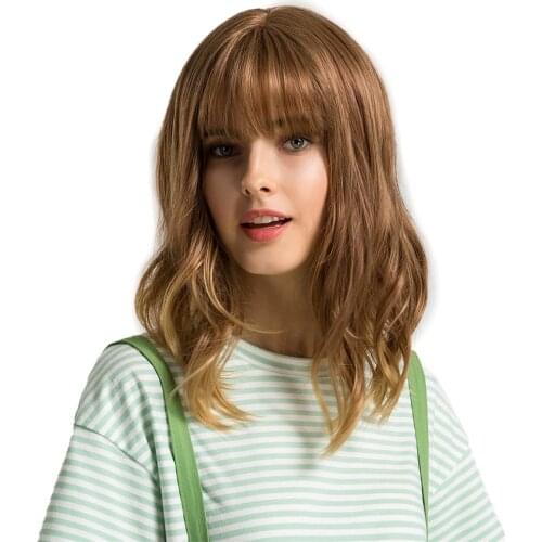 14" Women Girls Short Curly Bob Wavy Wig Body Wave Halloween Cosplay Daily Party Wigs (3 Colors For Your Choice)