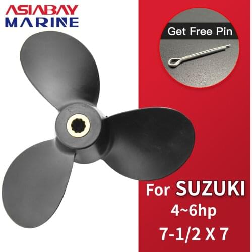 Outboard Propeller For Suzuki 4Hp 6Hp 7 1/2*7 Boat Motor Aluminum Alloy Screw 3 Blade 10 Spline Tooth Ship Marine Engine Parts