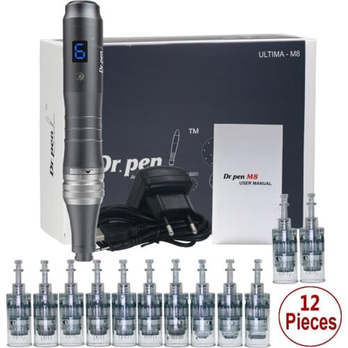 Dr.Pen Ultima M8 Professional Microneedling Pen Electric Auto Wireless Derma Pen Skin Care Tool Kit with 12Pcs Cartridges