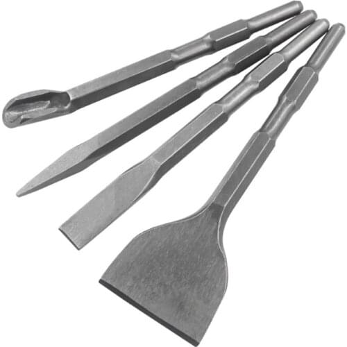 Hex Shank Rotary Hammer Chisel Bit Point Groove Gouge Flat Chisel Electric Hammer Drill Bit Break Concrete Brick Wall Drilling