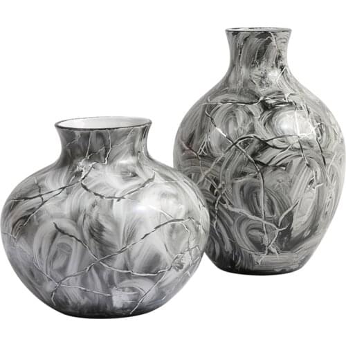 Hand-Painted Vine Pattern Small Mouth round Belly Ceramic Flower Bottle Living Room Entrance TV Cabinet Home Decoration