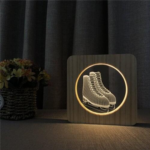 Riding Boots 3D Wooden LED Lamp Table Light Switch Control Carving Lamp for Childrens Room Decoration Dropshipping