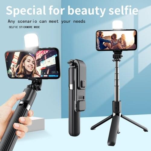 Selfie Stick Tripod L02s Wireless Bluetooth Selfstick Monopod with Fill Light Selfie Stick Tripod Handheld Gimbal