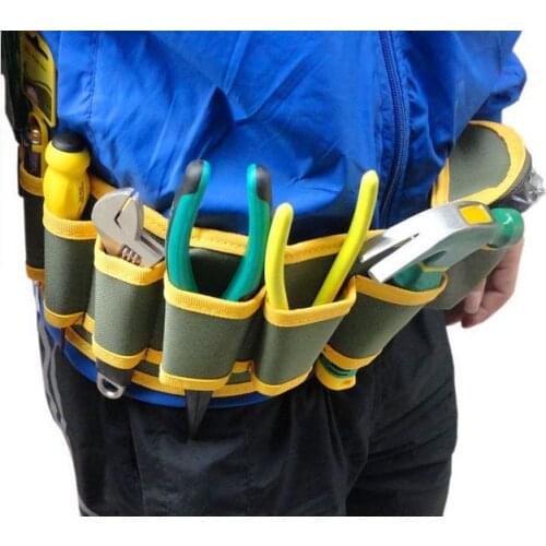 SunRed high quality green with yellow 8 pockets electrician tool waist bags hand tool NO.101-1 freeshipping