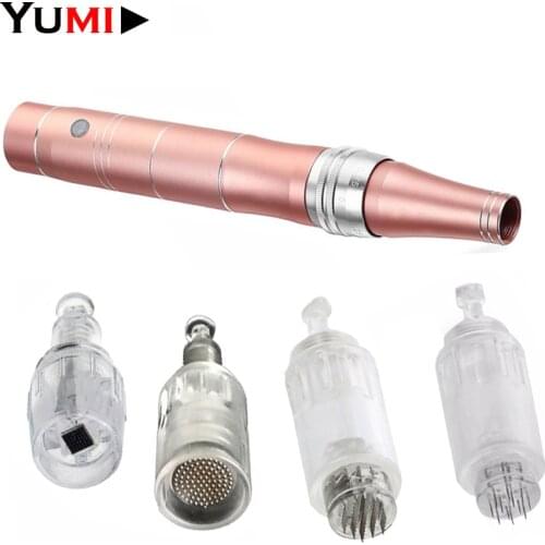 1 Set Rotary Tattoo Machine Plus 20PCS Nano Needles Cartridges Electric Auto Micro MTS Derma Therapy Makeup Pen Mosaic Machine