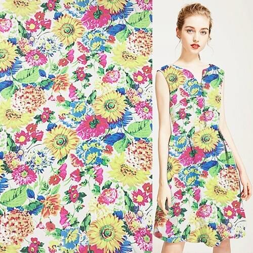 Thick 29momme thickness silk and cotton blended fabric floral design flower print,SCT616