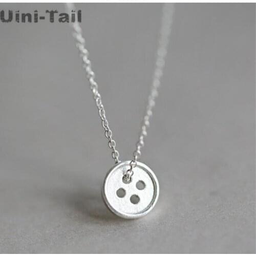 Uini-Tail hot new 925 sterling silver Korean wild button necklace fashion flow short clavicle chain Chinese Valentines Day gift