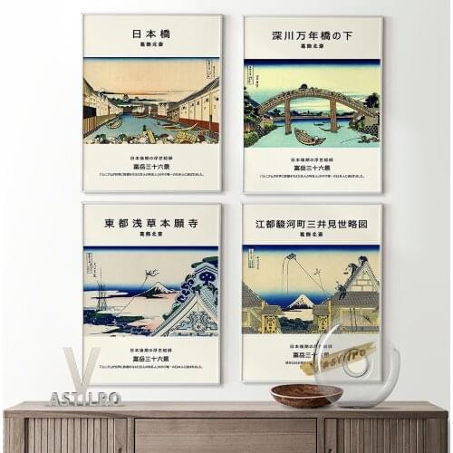 Katsushika Hokusai Japanese Woodblock Wall Art Prints Poster Toto Asakusa Honganji Canvas Painting Gift Home Decor Wall Picture
