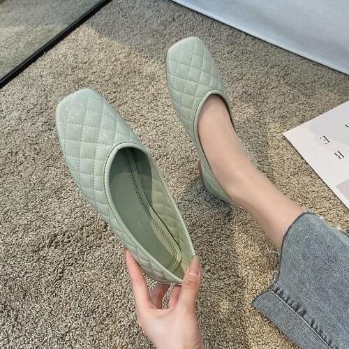 Shoes womens autumn 2020 new fashion all-match one-step peas shoes shallow mouth square toe flat shoes