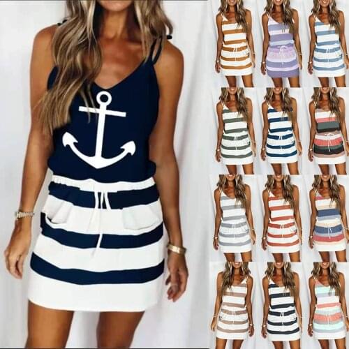 Summer Women Short Dress Striped Shirt Dress 2021 Fashion Streetwear Elegant Pocket Ladies Clothing Vintage Mini Dresses Vestido