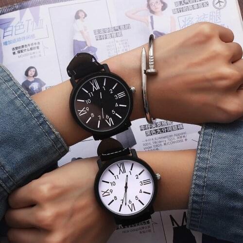 1pcs Romantic Big Dial Watch Leather Band Watch Fashion Cute Wristwatch Women Men Clock Quartz Watches Women Clock