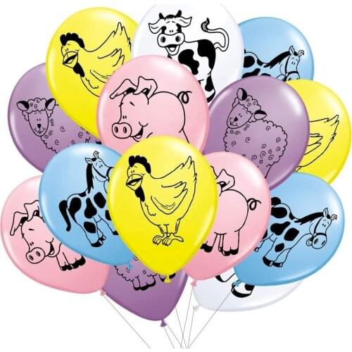 25PCS 12-Inch Farm Animal Rubber Balloons Pig Cattle Horse Sheep Chicken Baby Birthday Party Decoration Supplies10pcs