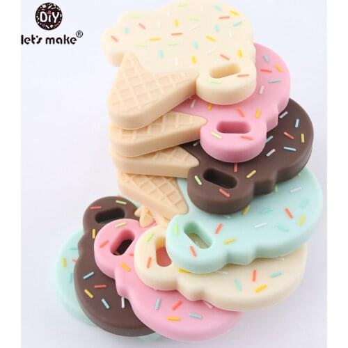 Lets make Ice Cream Silicone Teether 5pcs Baby Nursing Teething Necklace Accessories Baby Bite Jewelry Toddler Teething Toys