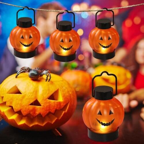6PCS Pumpkin Skull LED Pony Lantern Halloween Decoration Prop Creative Holiday Bar Party Light LED Oil Lamp Prop