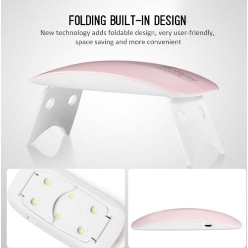 6W White pink Nail Dryer Machine UV LED Lamp Portable Micro USB Cable Home Use Nail UV Gel Nail Art Tools