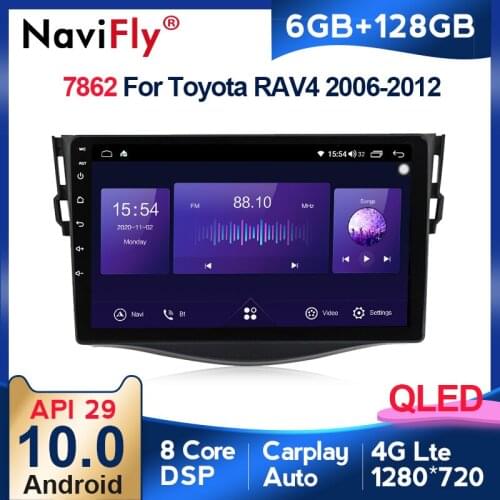 NaviFly 7862 6GB+128GB QLED Screen 1280*720 Android 10 Car Radio Audio Multimedia Player For Toyota RAV4 3 XA30 2005 - 2013