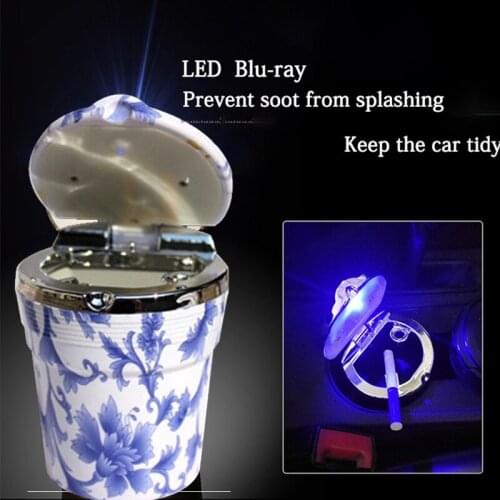 Car Accessories Car Ashtray Portable LED Light Ashtray Car Smoke Ash Holder Flame Retardant High Quality Ashtray